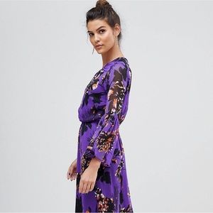 ASOS - Bloom Floral Maxi Dress Purple and Black, worn once {M}